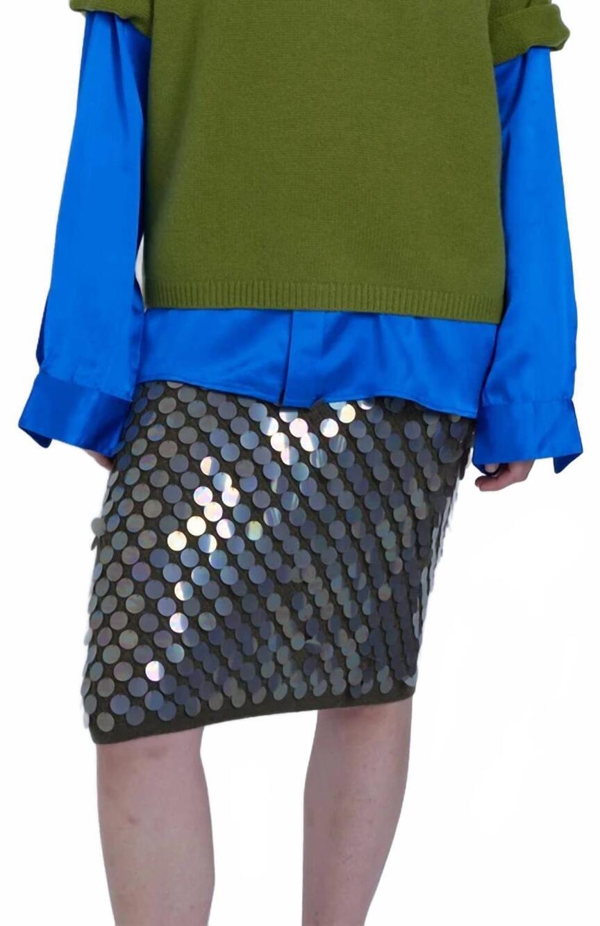 NEW ZANKOV matteo pailette skirt in olive